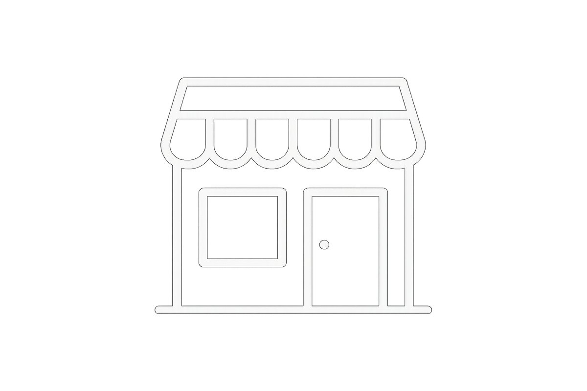 i want a simple shopfront icon in white outline 